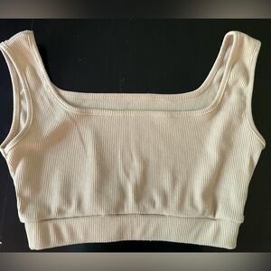 SHEIN Women S Tan Beige Ribbed Square Neck Cropped Short Tank Top Cami Shirt